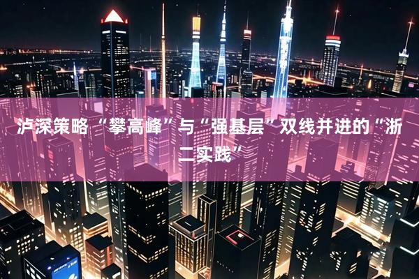 泸深策略 “攀高峰”与“强基层”双线并进的“浙二实践”
